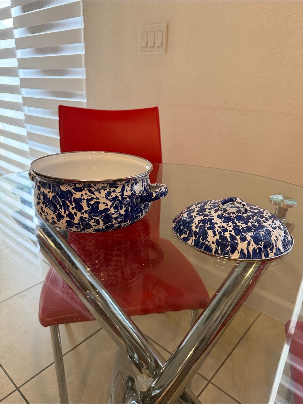 Blue Speckle Enamel Covered Casserole with Lid never used